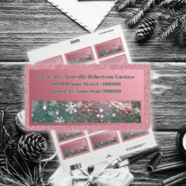 Etiqueta Pink Winter Setting Elegant Christmas