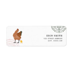 Etiqueta Pintinho rosa Chá de fraldas Hen e Baby Girl