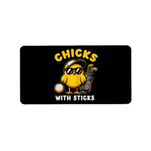 Etiqueta Pintinhos Com Sticks Golfer Girl Gol