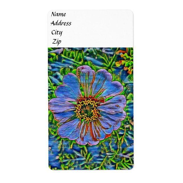 Etiqueta Pintura de flores roxas (Frente)