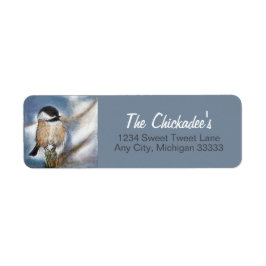 Etiqueta Pintura de inverno em Pássaro de Frango Bonito