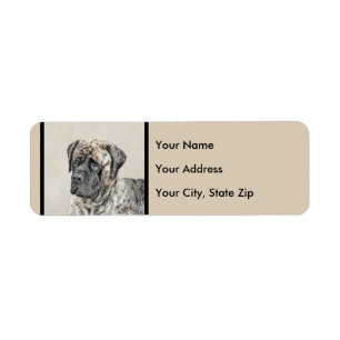 Etiqueta Pintura do Mastiff Inglês (Brindle) - Arte Canina