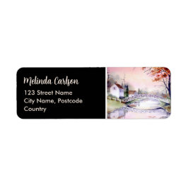 Etiqueta Pintura em Aquarela de Maine Autumn