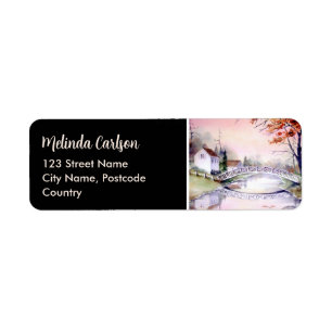 Etiqueta Pintura em Aquarela de Maine Autumn