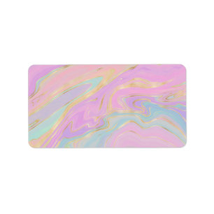 Etiqueta Pintura em espiral líquida Dourada, rosa moderno