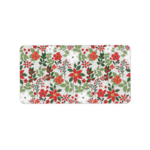 Etiqueta Pintura Floral Branca Vermelha Elegante