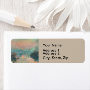 Etiqueta Pintura impressionista das belas artes sunset Mone