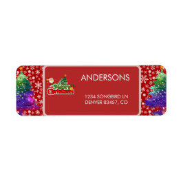 Etiqueta Pintura Moderna da Árvore de Natal Colorida