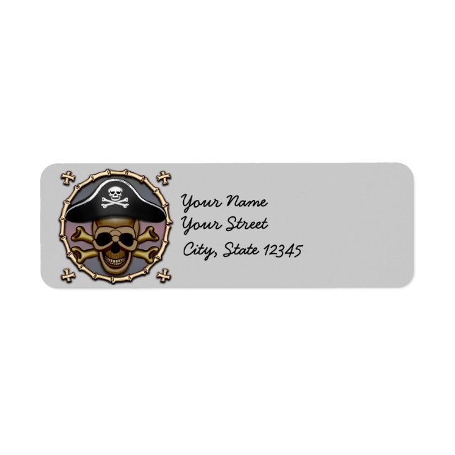 Etiqueta Pirata Crossbones Crânio (Frente)