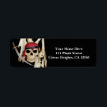 Etiqueta Pirata do Crânio e Espada Negra<br><div class="desc">Pirata Crânio e Etiquetas do Partido Negro. Itens correspondentes estão disponíveis.</div>