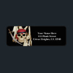 Etiqueta Pirata do Crânio e Espada Negra<br><div class="desc">Pirata Crânio e Etiquetas do Partido Negro. Itens correspondentes estão disponíveis.</div>