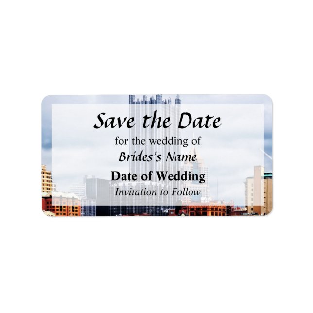 Etiqueta Pittsburgh PA Skyline Salve a Data (Frente)