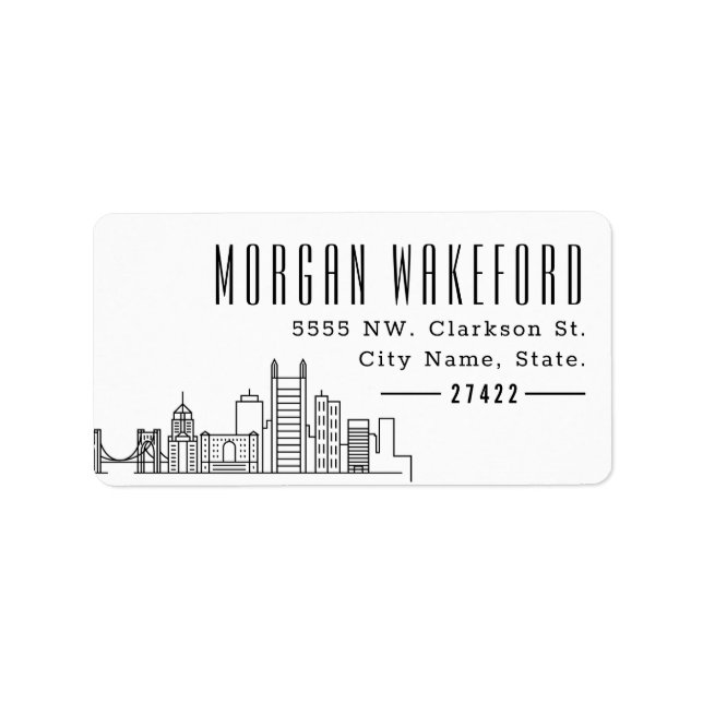 Etiqueta Pittsburgh, Pensilvânia Modern Deco Skyline Large (Frente)