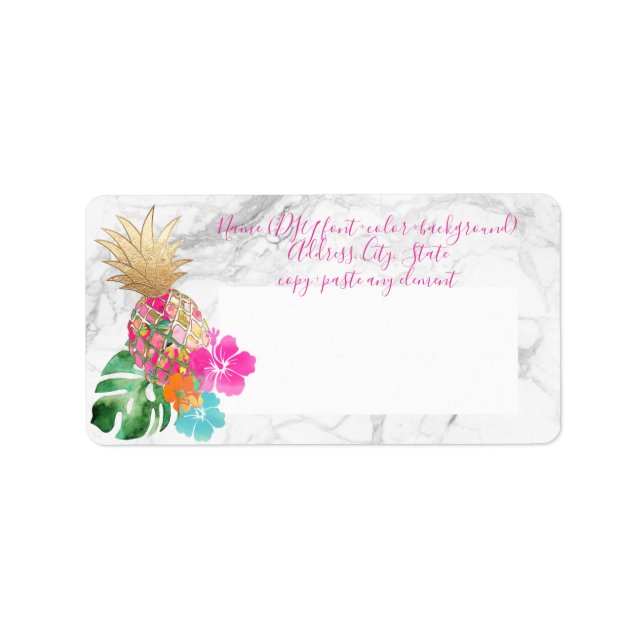 Etiqueta PixDezines Aloha Abacaxi+Faux Dourado (Frente)