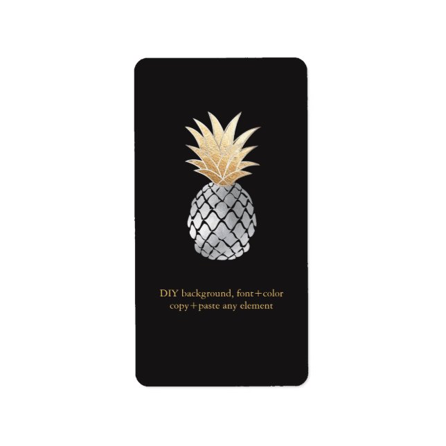 Etiqueta PixDezines Aloha Abacaxi Folha Rótulos de Vinho (Frente)