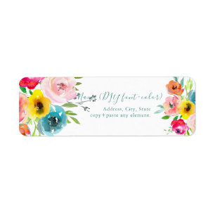 Etiqueta PixDezines Aquarela Floral, Flora de Verão