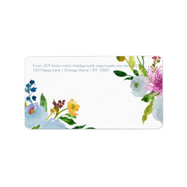 Etiqueta PixDezines Aquarela floral/ranunculus/azul