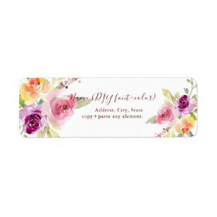 Etiqueta PixDezines Aquarela Floral, Rosas de Verão