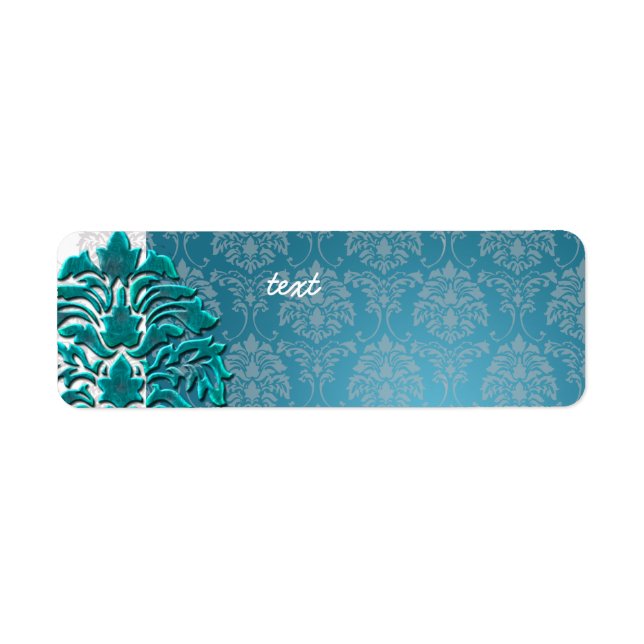 Etiqueta PixDezines Damask 1, teal (Frente)