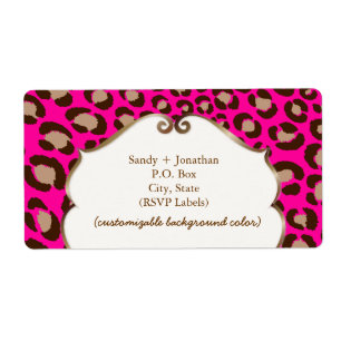 Etiqueta PixDezines Felina, impressão-leopardo rosa-quente