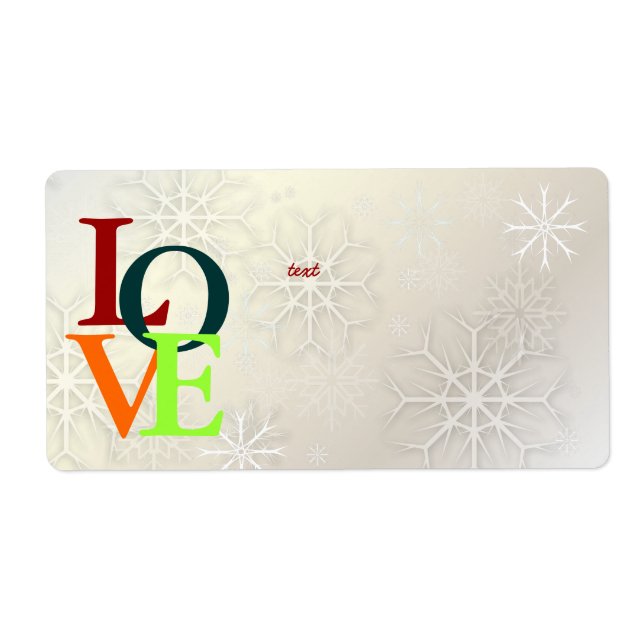Etiqueta PixDezines Love, Snowflakes White + Pérola (Frente)