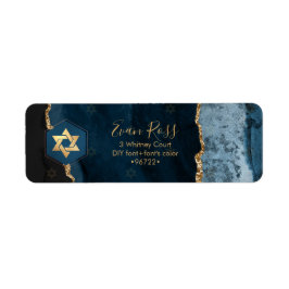 Etiqueta PixDezines Mitzvah Aquarela Ágata Azul Pizarra