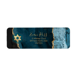 Etiqueta PixDezines Mitzvah Aquarela Ágata Verde Teal