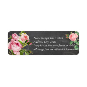 Etiqueta PixDezines quadro-negro + rosas vintage