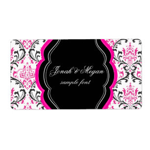 Etiqueta PixDezines Rossi Damask/DIY/black+rosa quente