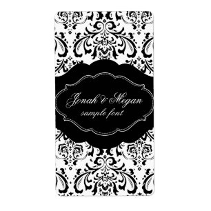 Etiqueta PixDezines Rossi Damask/DIY/preto+branco