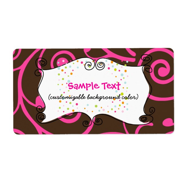 Etiqueta PixDezines Whimsy, chocolate rosa, cupcakes (Frente)
