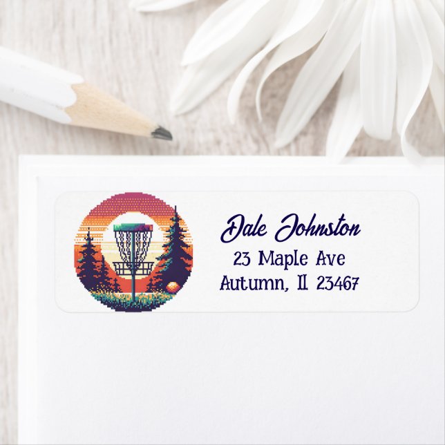 Etiqueta Pixel Art Disk Golf Personalizado (Insitu)