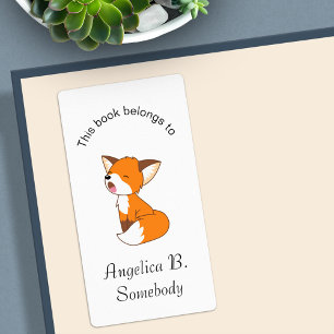 Etiqueta Placa De Raposa Com Sono