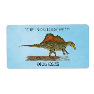 Etiqueta Placa do Dinossauro Cretáceo Spinossauro