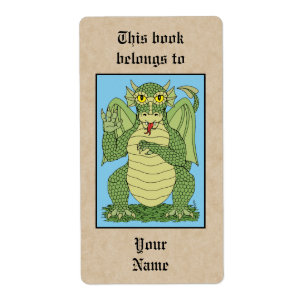 Etiqueta Placa do Dragão Verde Bonito