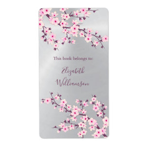 Etiqueta Placa Floral de Prata Rosa de Cereja