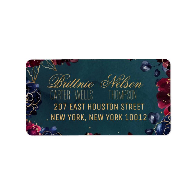 Etiqueta Placa RSVP de Toneladas de Teal Bordeaux Sapphire  (Frente)