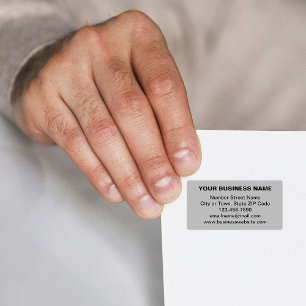 Etiqueta Plain Texts Business Brand on Gray Address Label