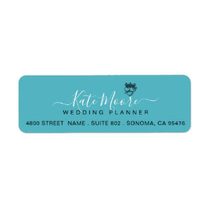 Etiqueta Planeador de Casamento Turquesa Script
