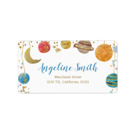 Etiqueta Planetas Endereço do Chá de fraldas de Espaço Exte