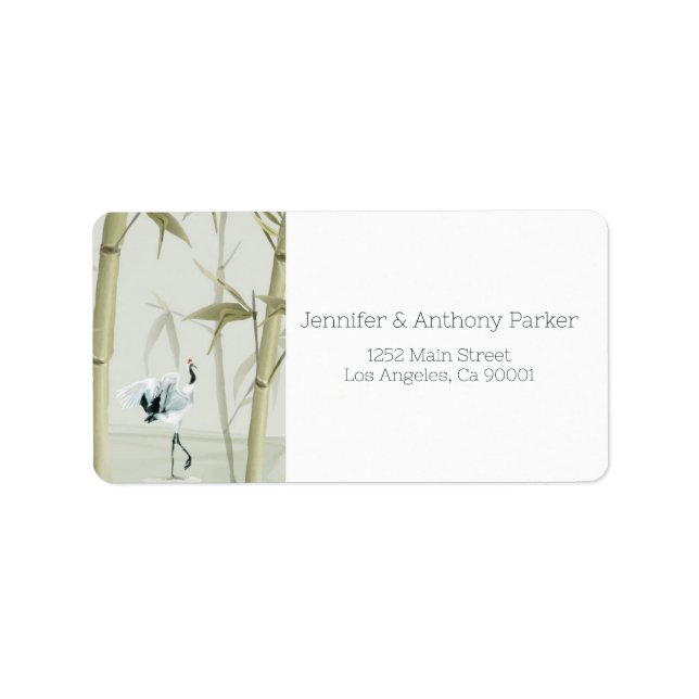 Etiqueta Plantas de bambu e grua exótica (Frente)