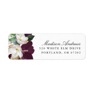 Etiqueta Plum Floral Escuro  Endereço de devolução perso