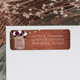 Etiqueta Plum Floral Luzes Mason Jar Rustic Weding