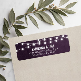 Etiqueta Plum String Lights Wedding Address Labels