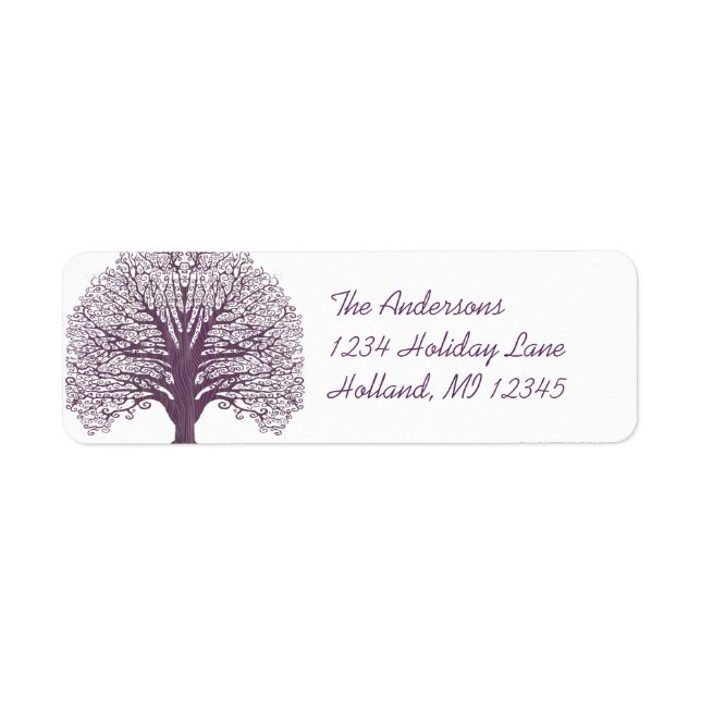 Etiqueta Plum Swirl Tree Return Endereço (Frente)