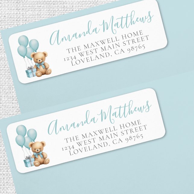 Etiqueta Podemos Esperar Chá de fraldas Azul (We Can Bearly Wait Blue Boy Baby Shower label)