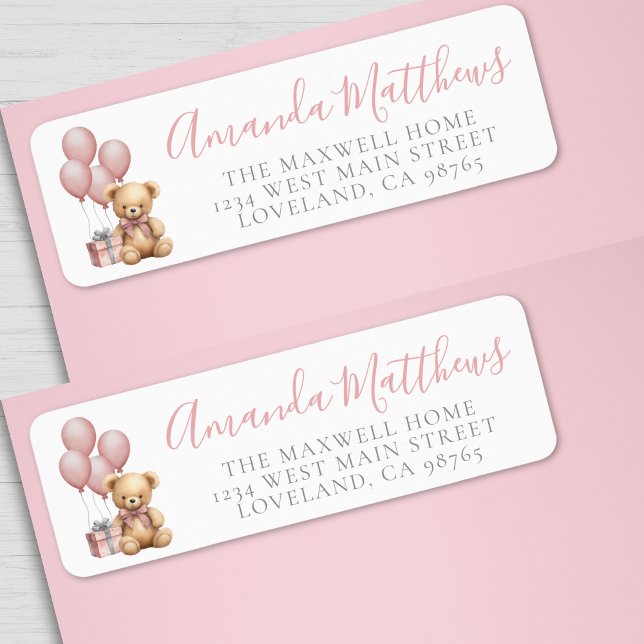 Etiqueta Podemos Esperar Chá de fraldas Rosa (We Can Bearly Wait Pink Girl Baby Shower label)
