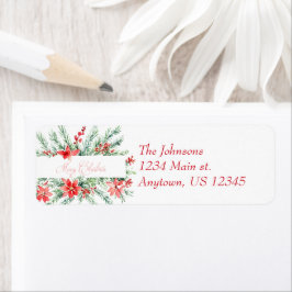 Etiqueta Poinsettia aquática e férias em verde