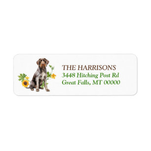 Etiqueta Pointer Dog Sunflower Wreath Alemão