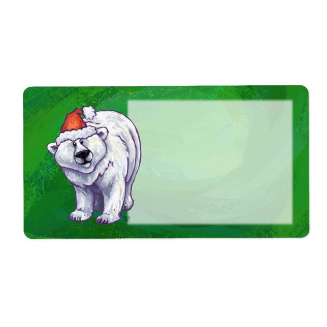Etiqueta Polar Bear Natal Em Verde (Frente)